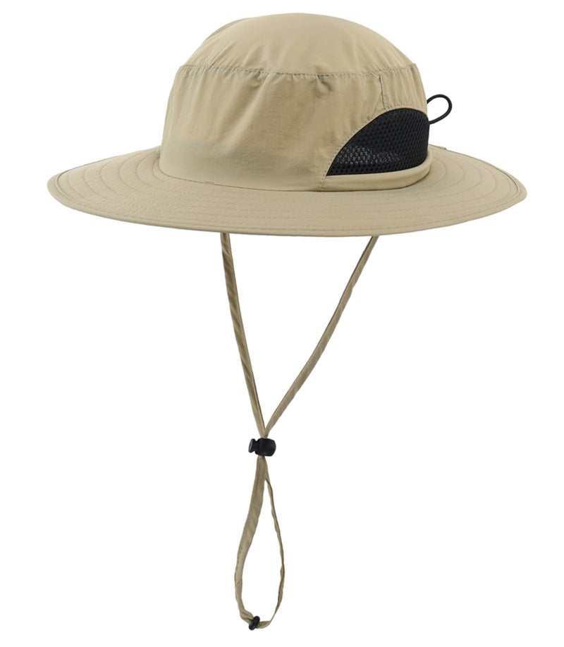 LLmoway Boys Girls Sun Hat UPF50+ Outdoor Adjustable Wide Brim Quick Dry Beach Hat with Cord Khaki - Image 1